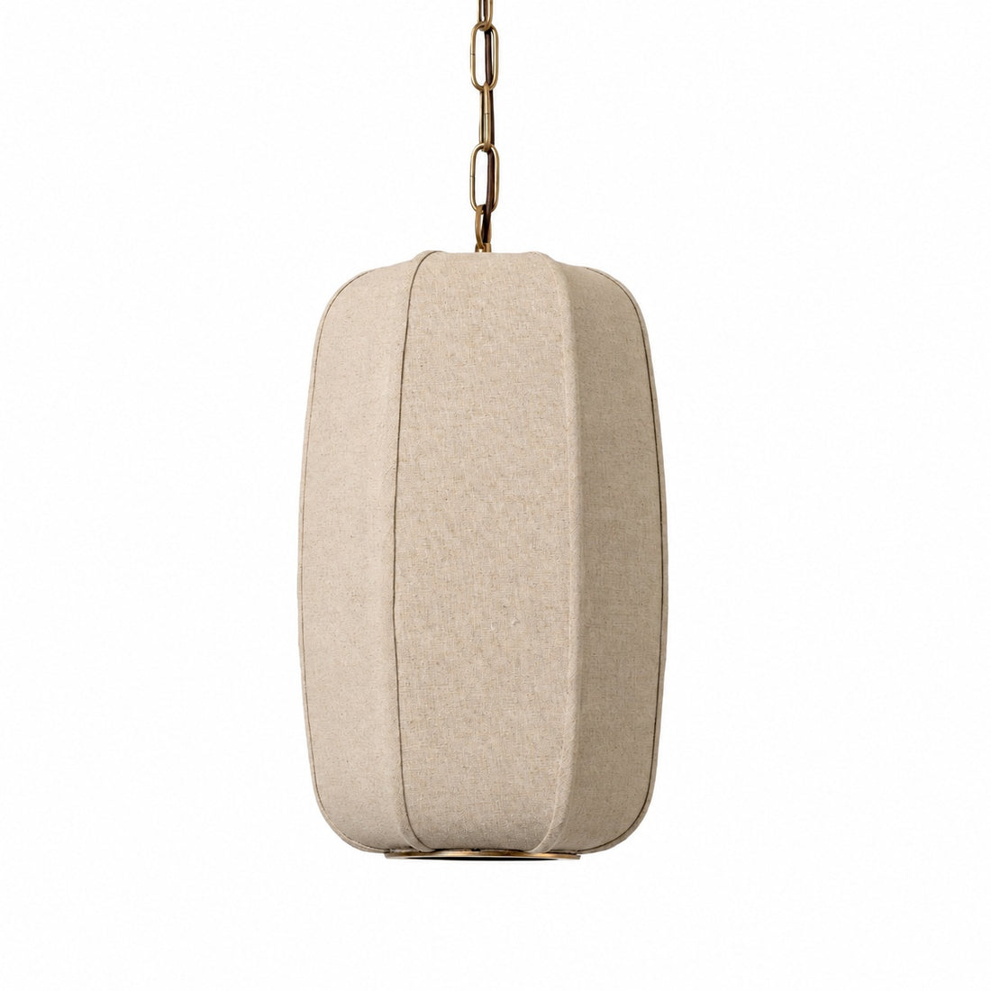 Loomis Tall Pendant – Textured Linen Shade Aged Brass Pendant for Dining Room and Kitchen