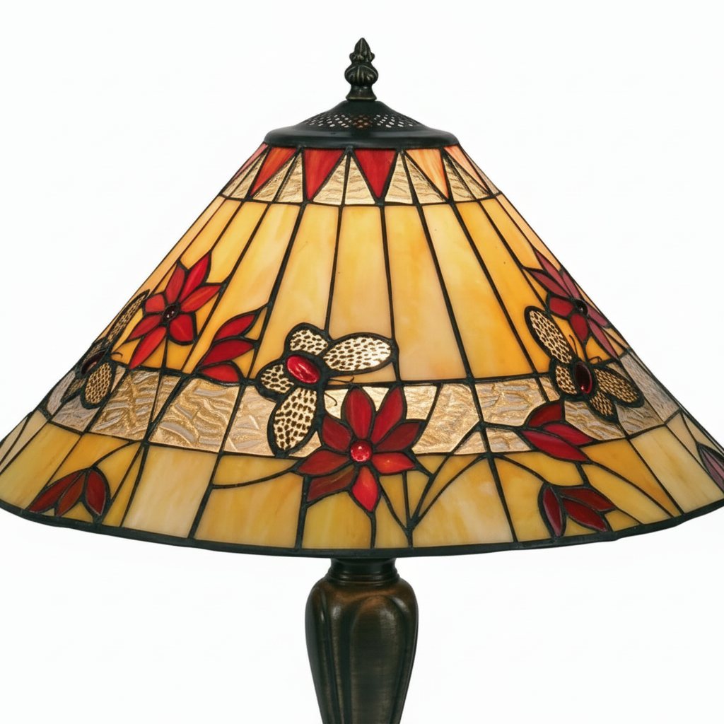 TF Butterfly Table Lamp – Hand-Cut Stained Glass Shade Table Light for Living Room and Bedroom