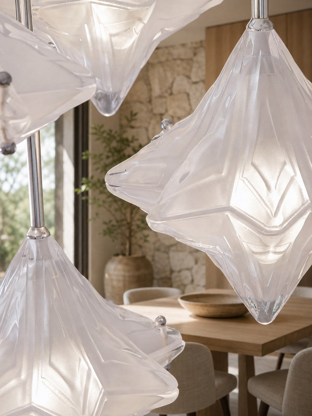 Art Deco Astris Elara Star Pendant Light – Frosted Glass Pendant with Geometric Style