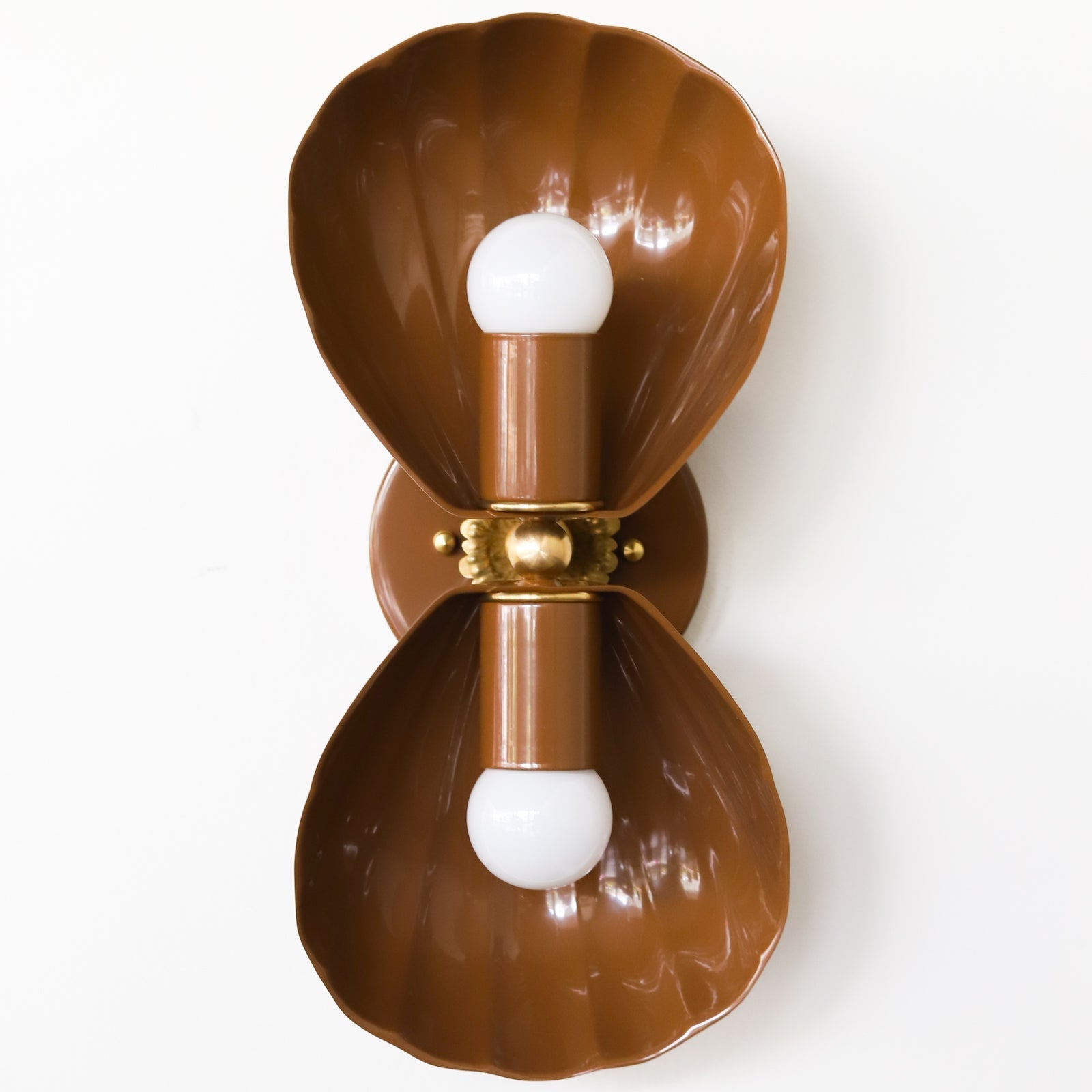 Coastal Shell Wall Light - Double Sconce with Steel and Brass Finish