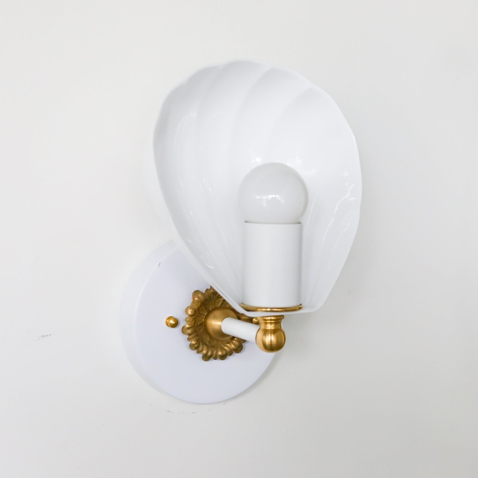 Shell Shape Wall Sconce - Brass Accents Steel Light for Eclectic Decor
