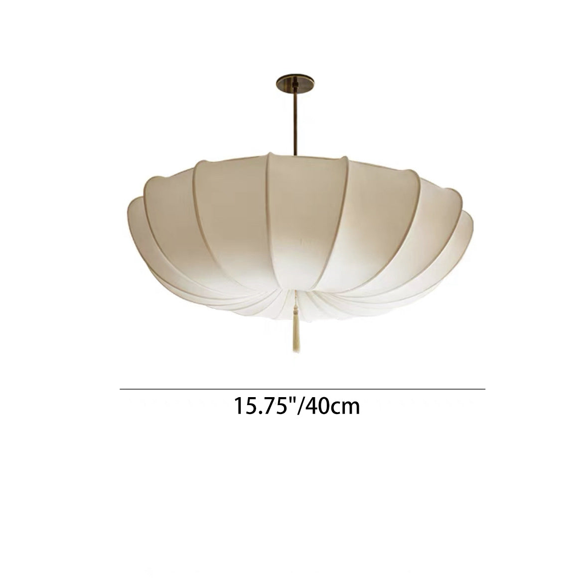 Traditional Japanese Round Iron Frame Fabric Shade 3/5 Light Chandelier For Living Room