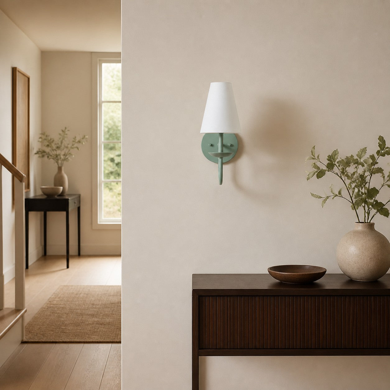 Curva Metal White Linen Sconce - Classic Brass Wall Light for Bedrooms