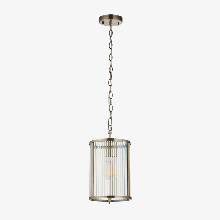 RibGlow Ribbed Glass Pendant Light - Antique Style Pendant Light for Dining Room