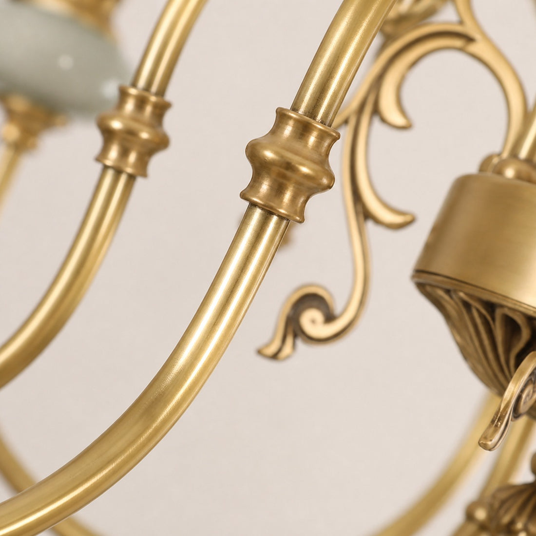 Altoris Series Branch Chandelier with Fabric Shades – Brass Ceramic Chandelier for Living Room