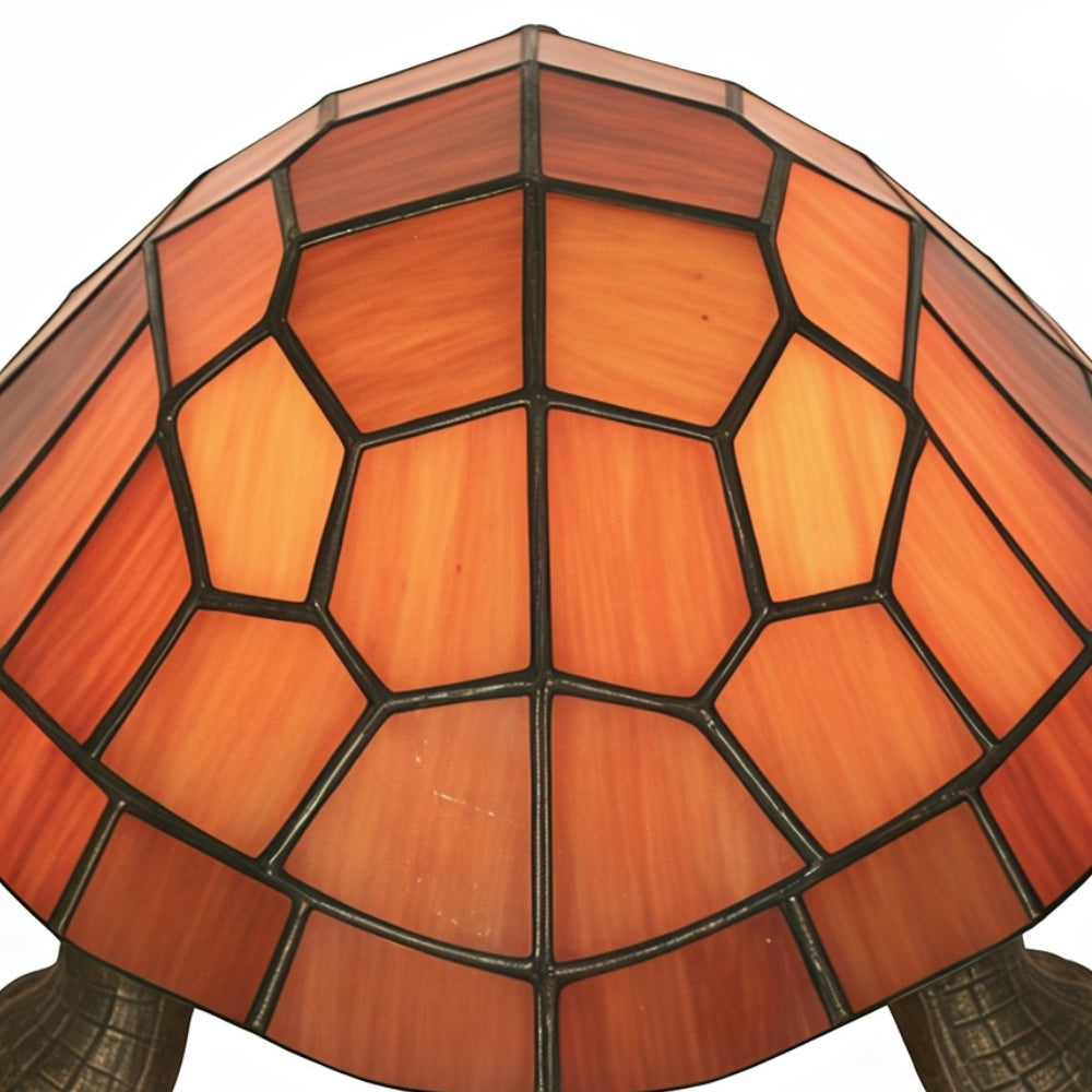 TiffStar Tortoise Pattern Stained Glass Table Lamp - Tiffany Style Decorative Light for Indoor Accent Lighting