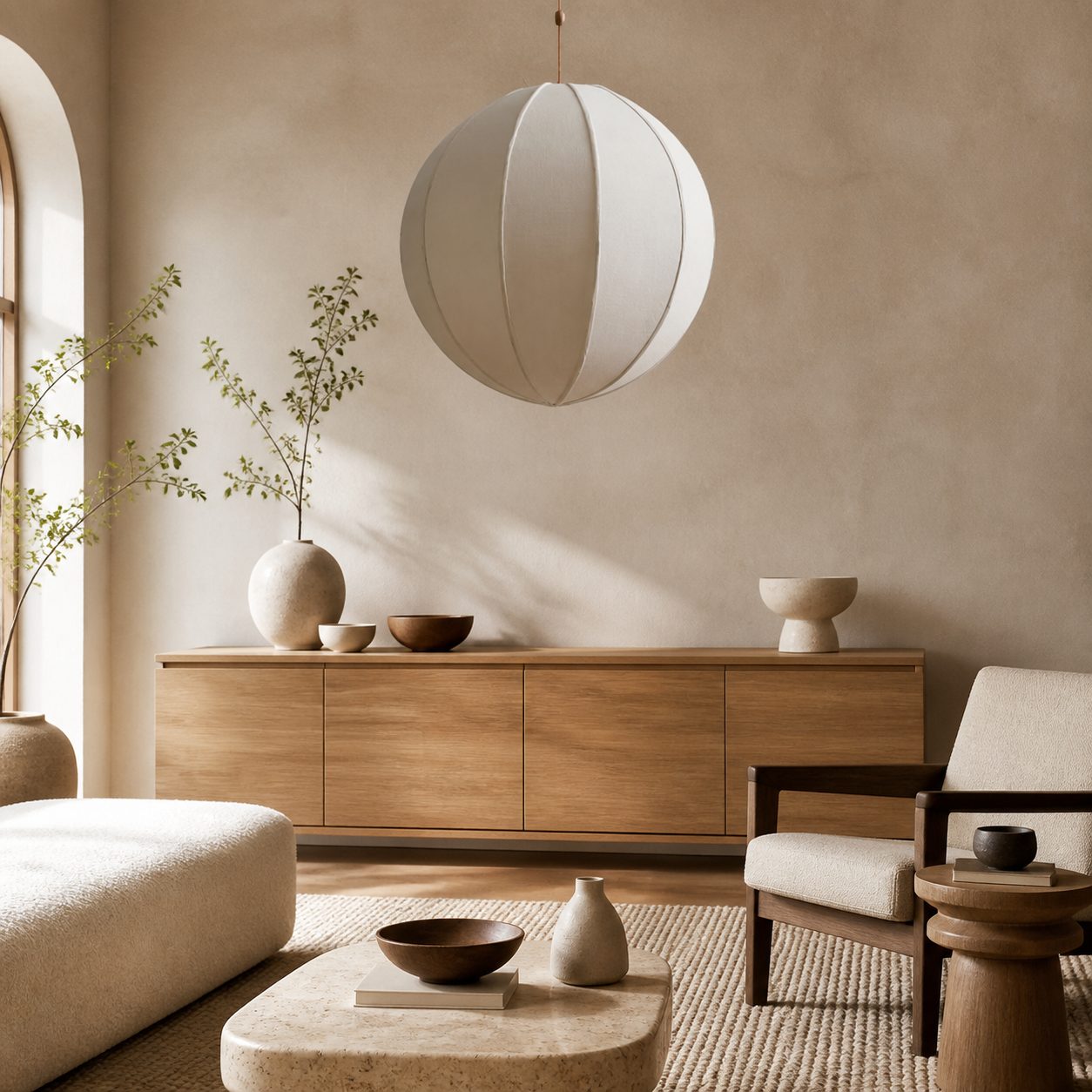 Alvian Pendant Light - Linen Shade with Adjustable Height for Cozy Dining