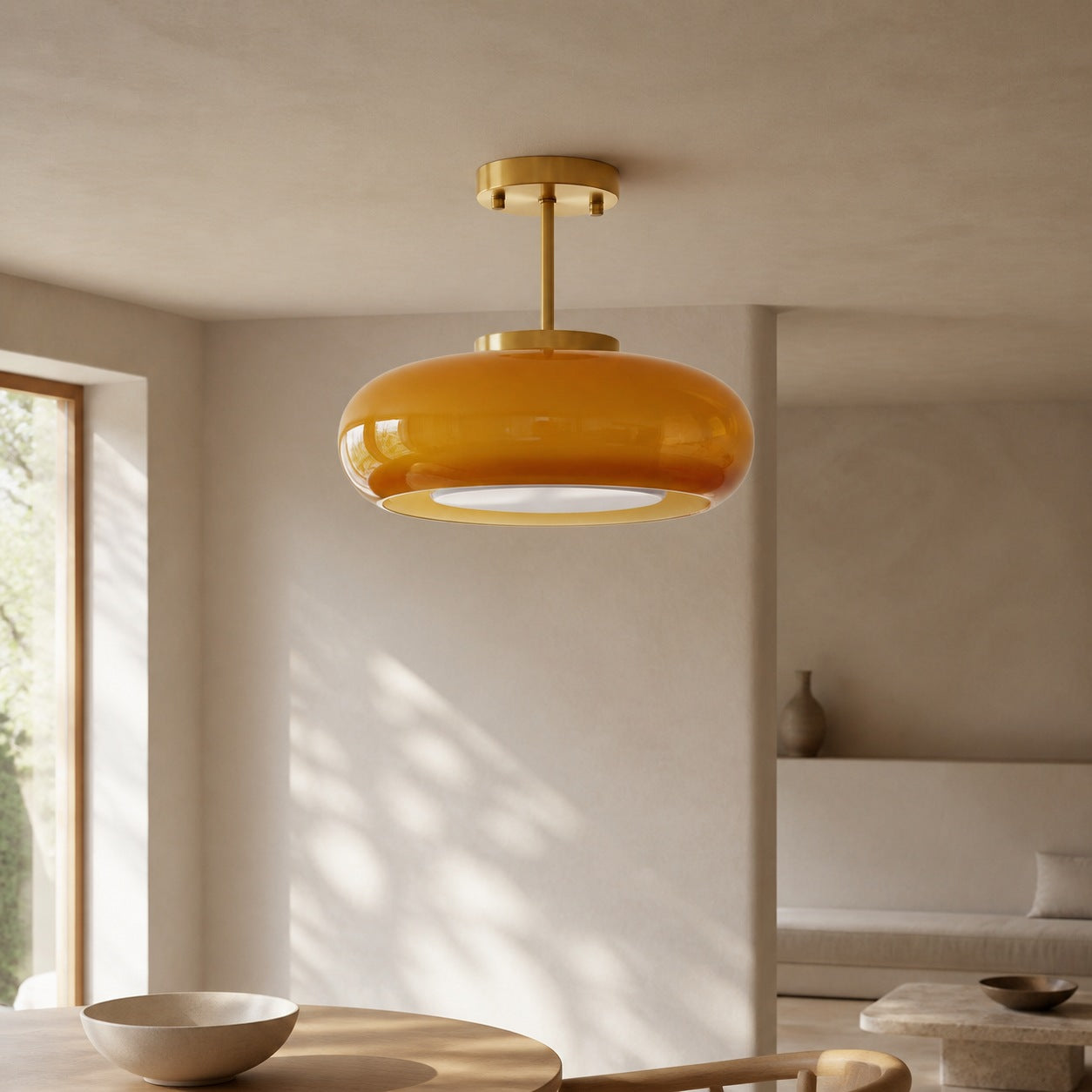 Bauvia Modern Round Glass Ceiling Lamp Clean Bauhaus Look Comfortable Ambient Lighting N63