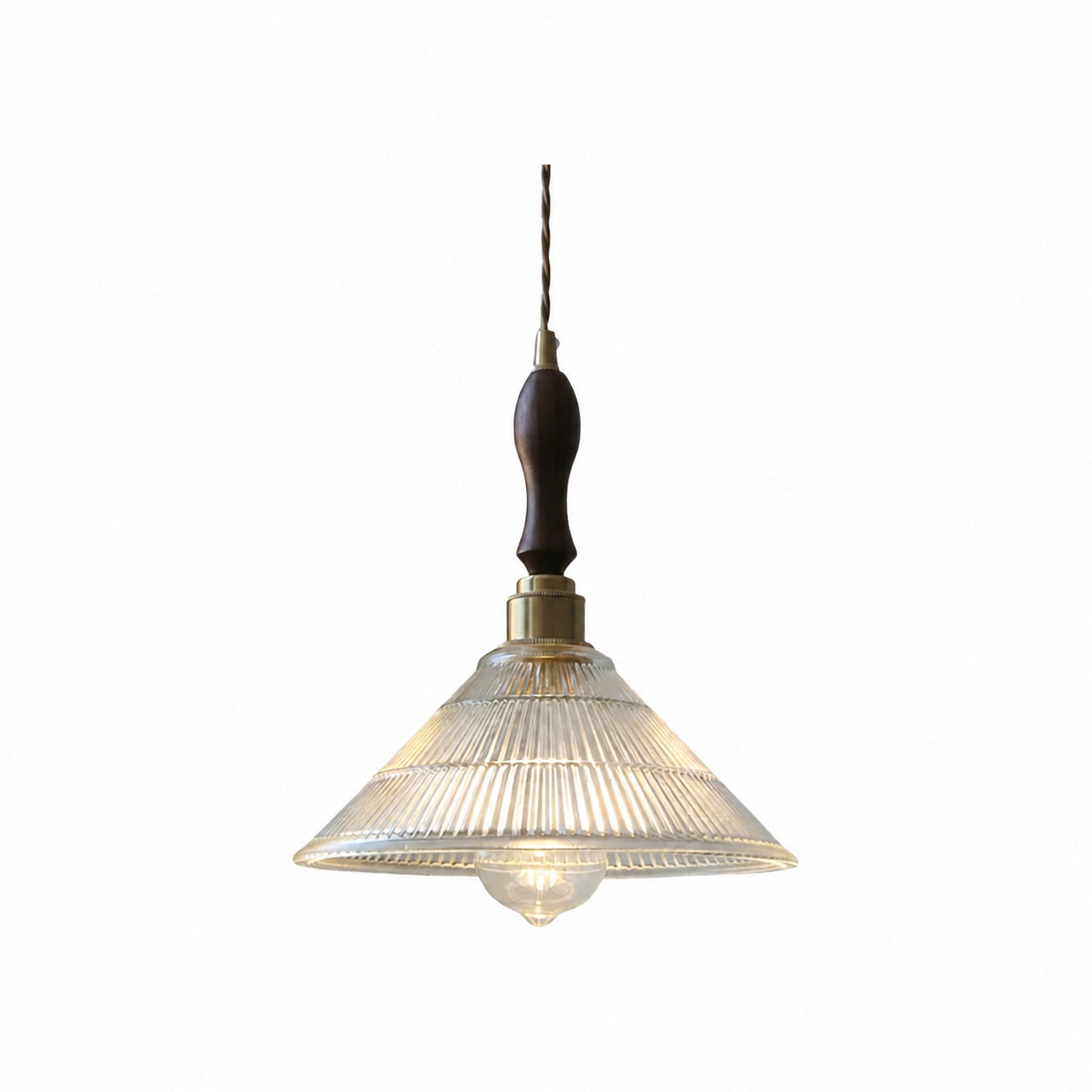 Ribilux Ribbed Pendant Light - Vintage Glass and Metal for Kitchen and Dining Room