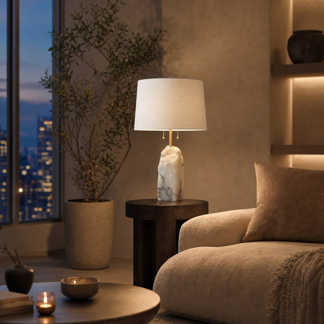 Raw Alabaster Table Lamp