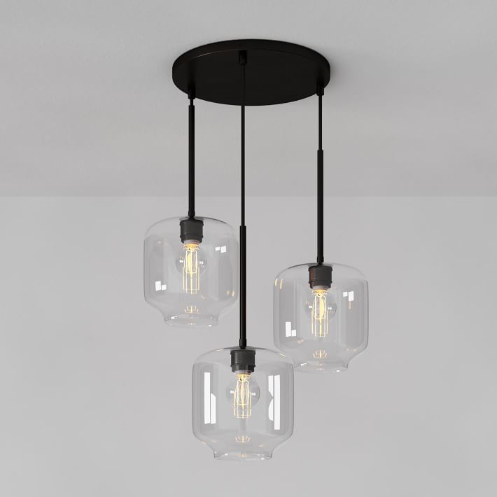 Lumivelle Pebble Glass Chandelier - 3-Light Modern Pendant Style