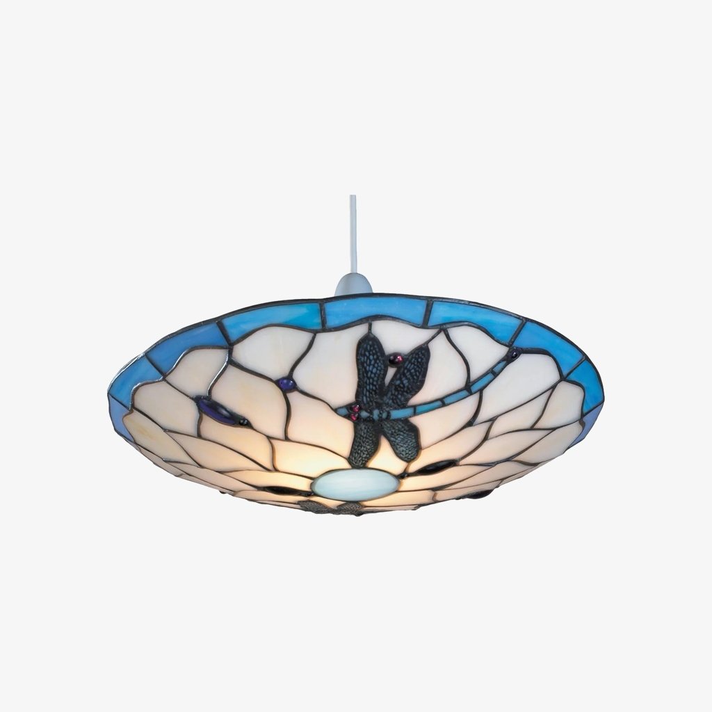 TF Butterfly Pendant Lamp - Decorative Stained Glass Pendant Light for Bedroom or Entryway