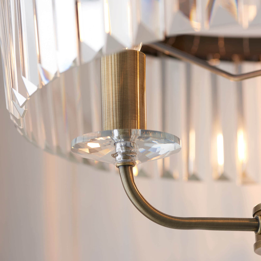 Beveline 3 Light Round Floor Lamp - Faceted Cut Glass Shades Classic Metal Finish For Living Rooms