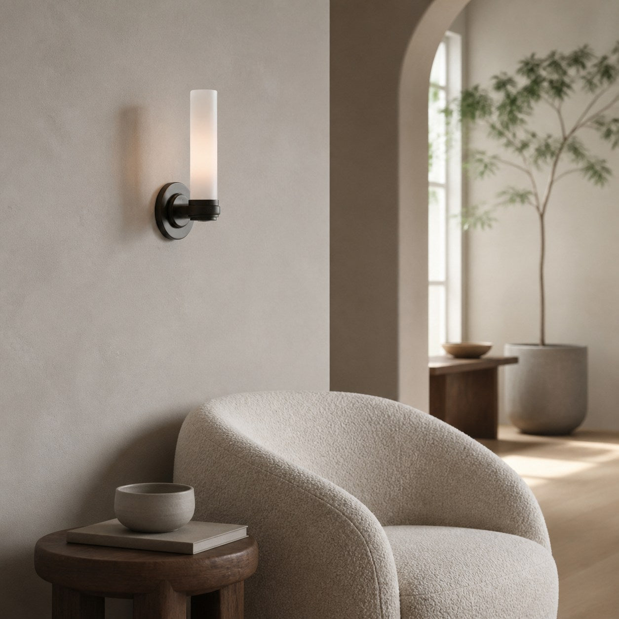 Roven Modern Wall Sconce Inspired with Glass Cylinder Shade - Versatile Accent For Living Room