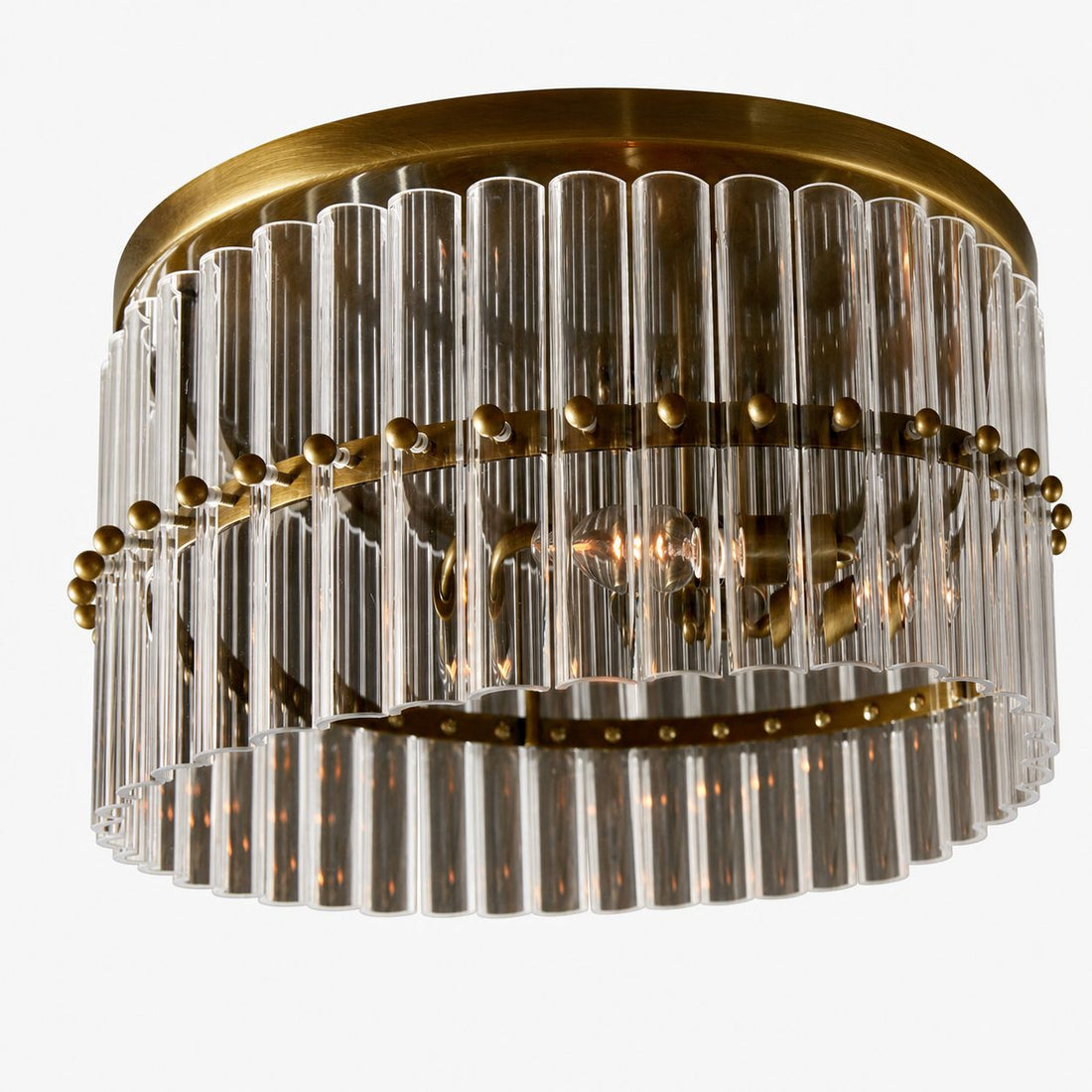 Lumora Crystal Flush Mount – Elegant Brass Ceiling Light