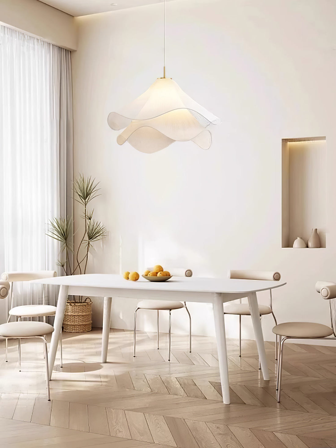 Ethereal Bloom French Floral Pleated Fabric Pendant Light