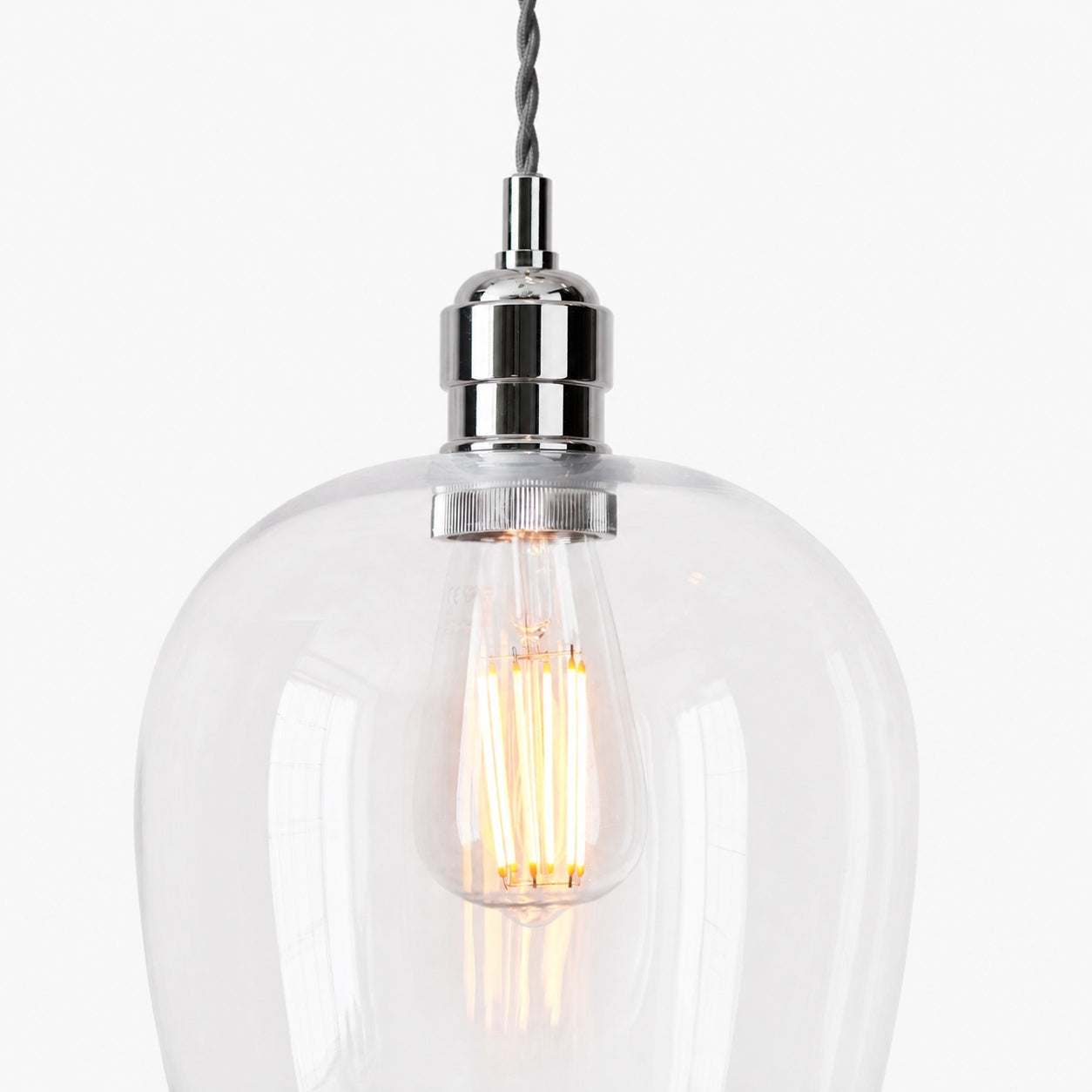 Clarione Height-Adjustable Glass Pendant Light - Classic Art Deco Light