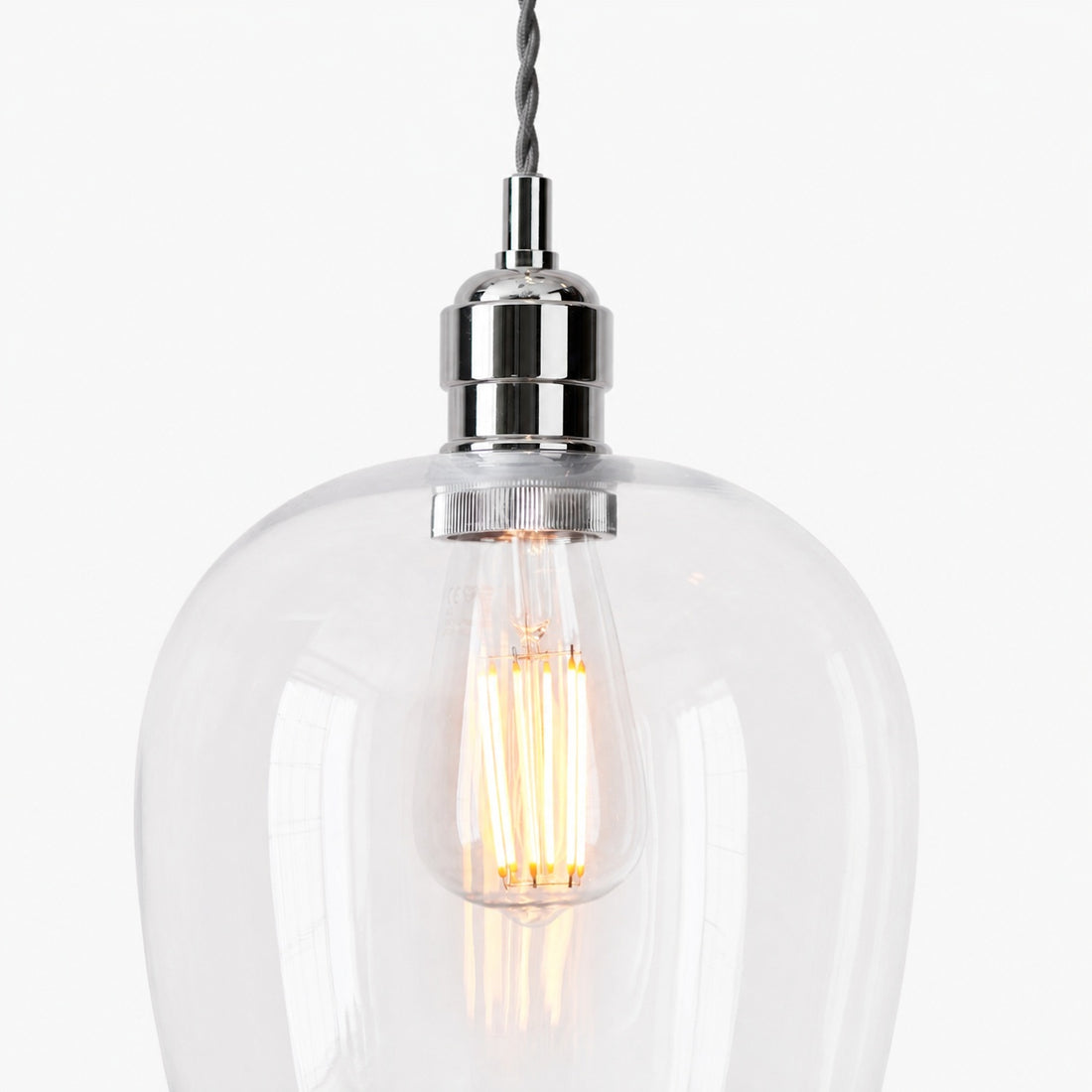 Clarione Height-Adjustable Glass Pendant Light - Classic Art Deco Light