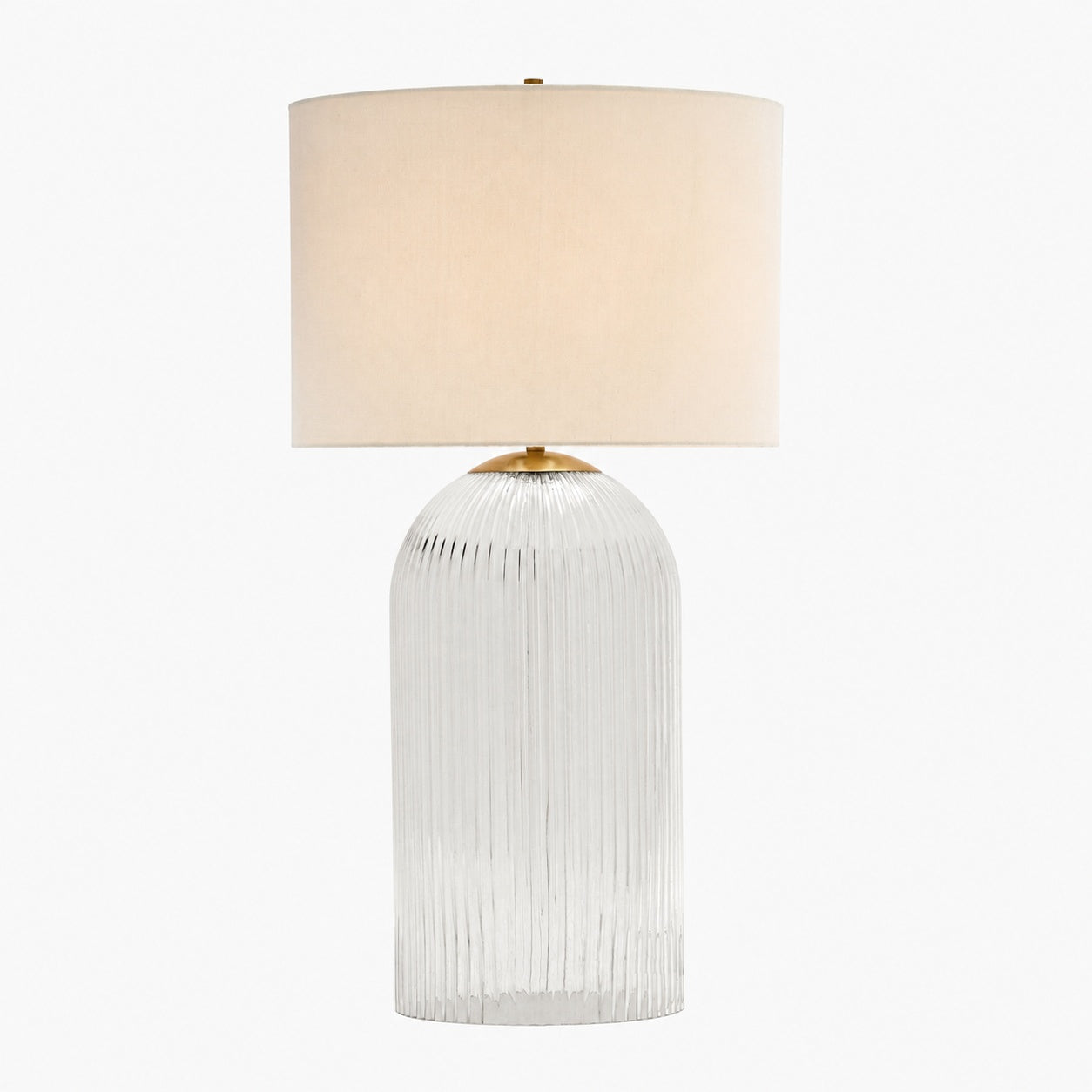 Bravira Ribbed Glass Table Lamp - Modern Lighting with Linen Shade