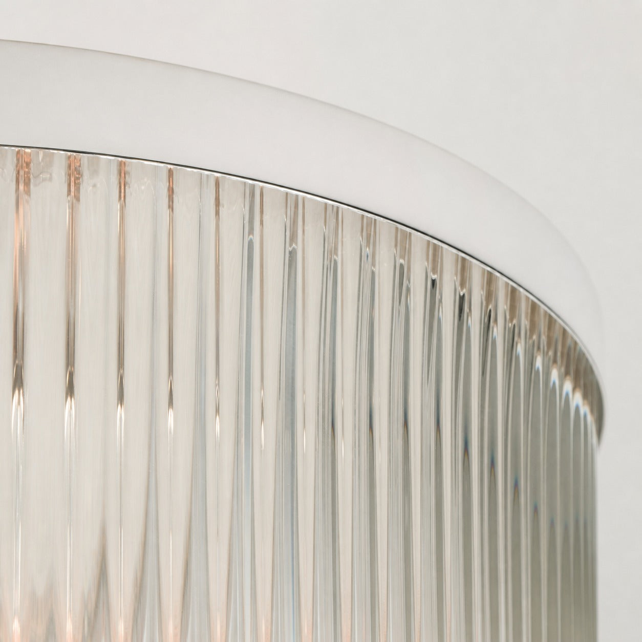 Bravira Flush Mount Ceiling Light - Ribbed & Bubbled Glass Metal Light