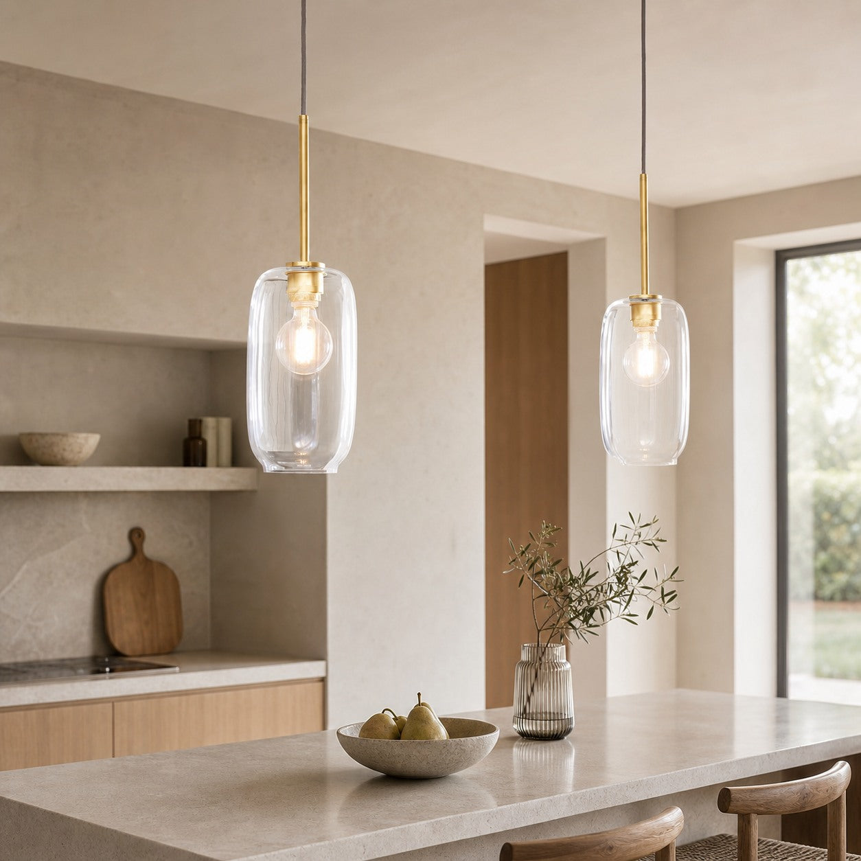 Lumivelle Pebble Pendant Light - Adjustable Glass Shade - Modern Lighting