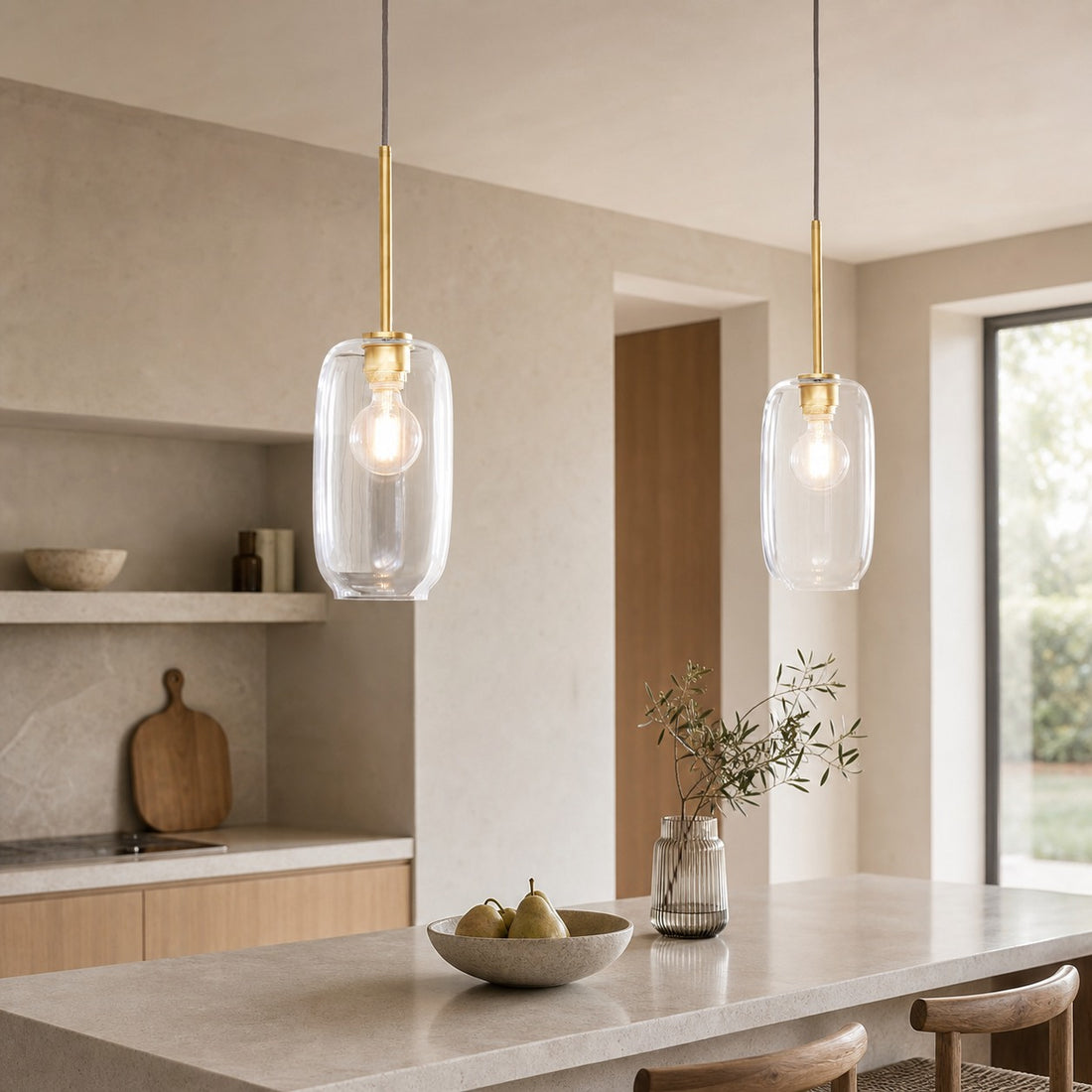 Lumivelle Pebble Pendant Light - Adjustable Glass Shade - Modern Lighting
