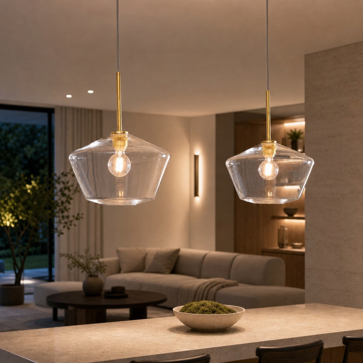 Merin Transparent Glass Sculpture Geometric Chandelier