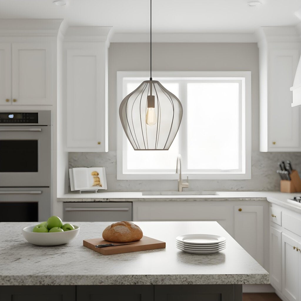 Lumifil Modern Mesh Pendant Light - Hanging Fabric Lghts are Suitable for Dining Rooms or Kitchen Islands