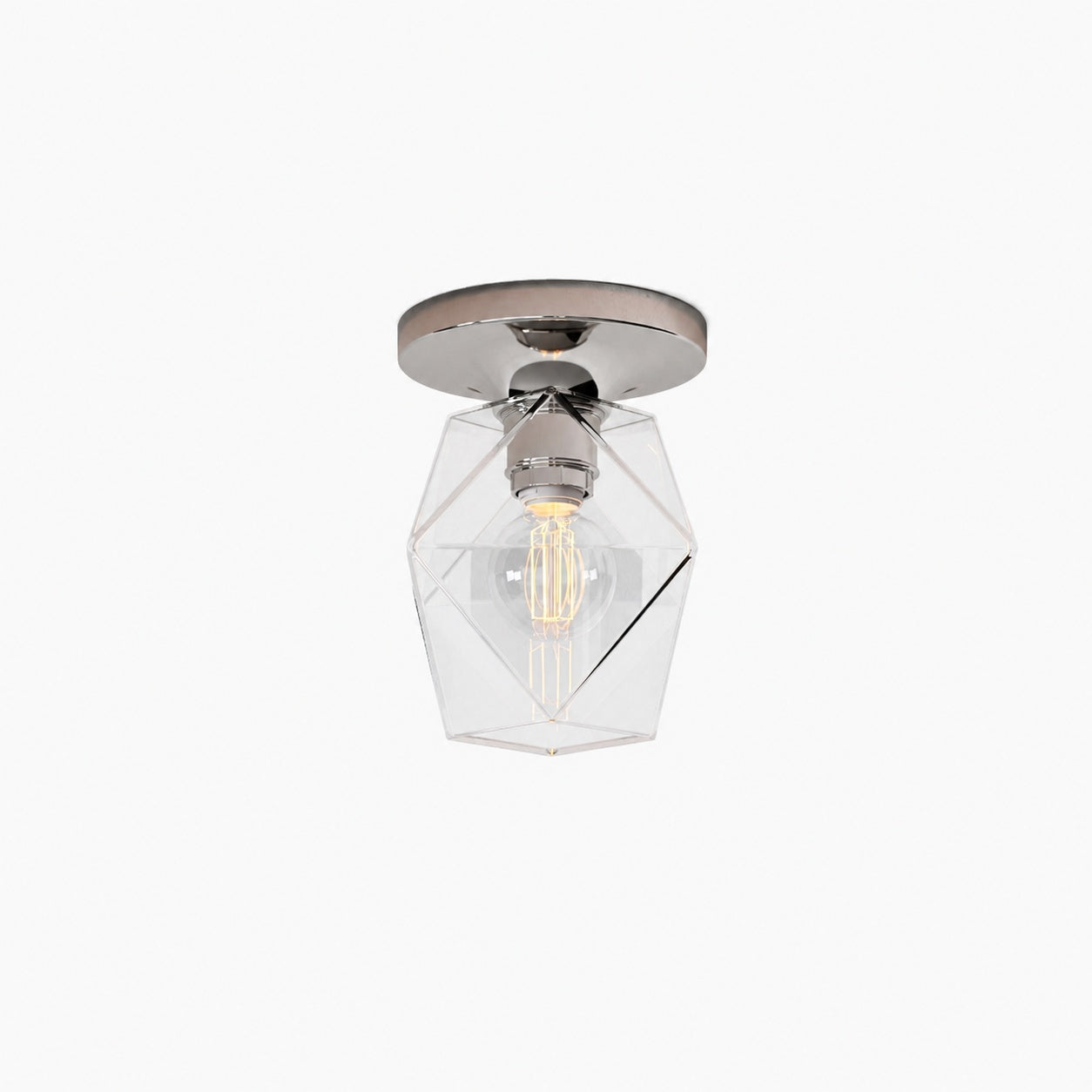 Talvior Sculptural Flush Mount Ceiling Light – Faceted Glass for Modern Interiors