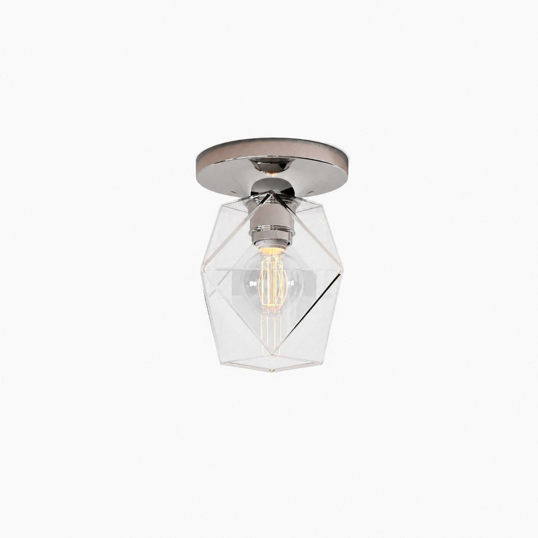 Talvior Sculptural Flush Mount Ceiling Light – Faceted Glass for Modern Interiors