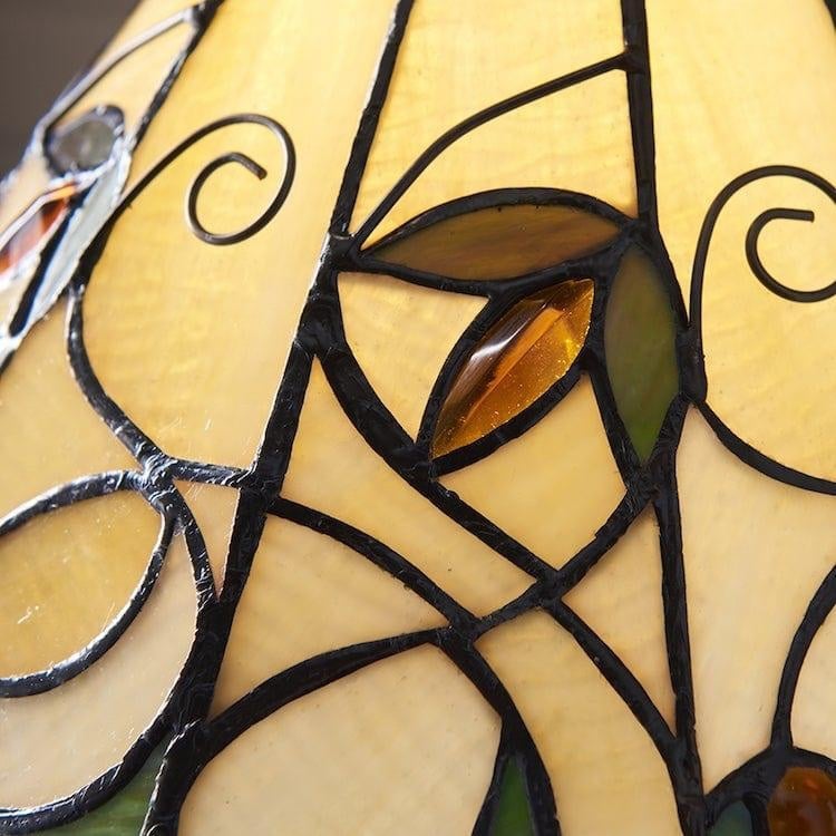 TF Jamelia Classic Stained Glass Table Light Lamp - Handcrafted Glass Light for Bedroom