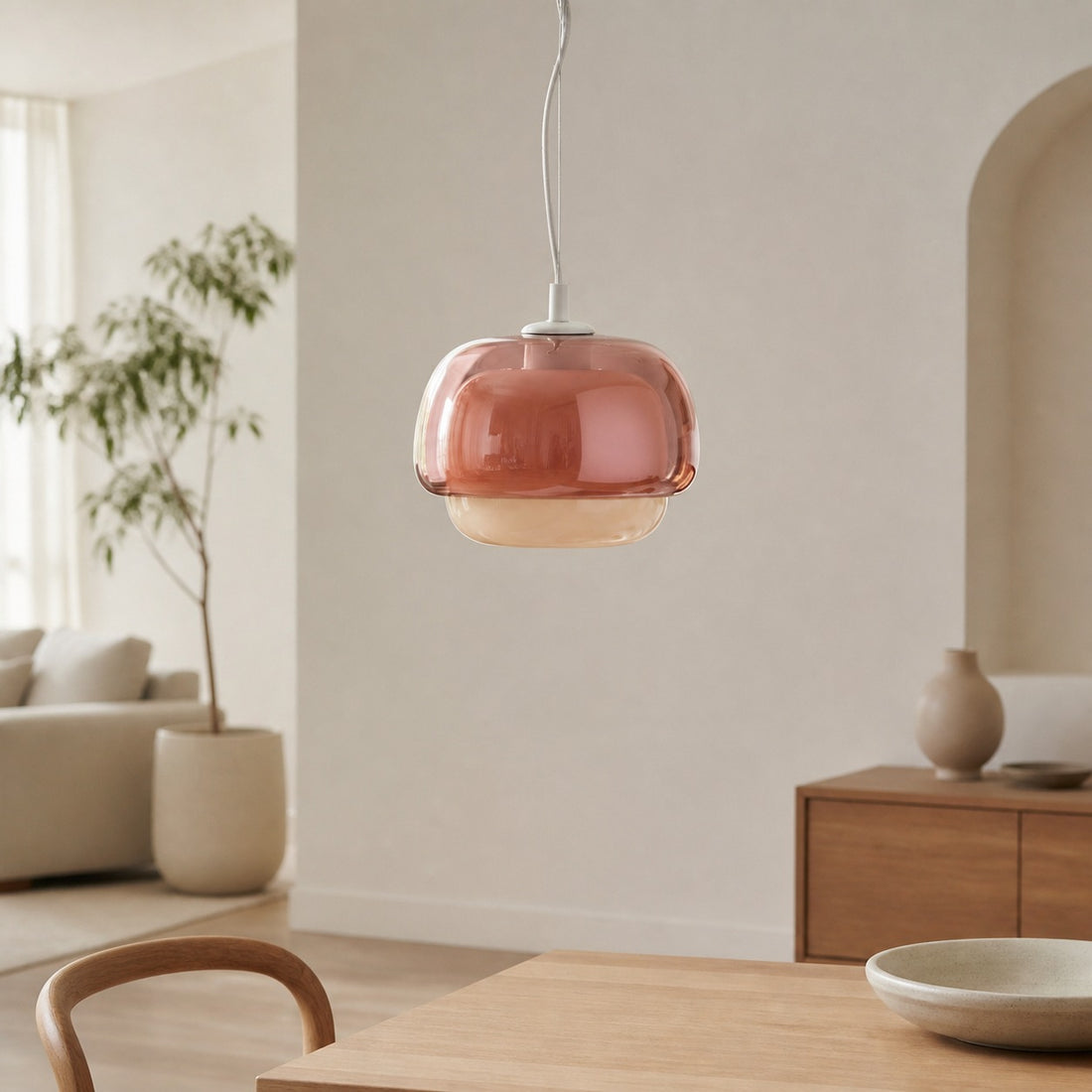 Clinco Modern Mushroom Pendant Light - Colored Glass Hanging Light