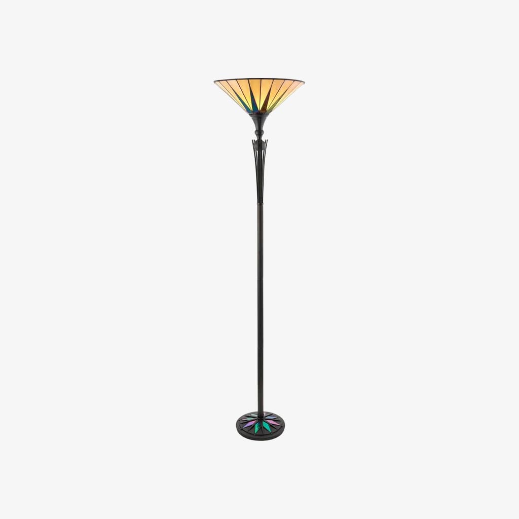 TF Dark Star Stained Glass Star Pattern Floor Lamp – Tiffany Style Uplighter for Living Rooms
