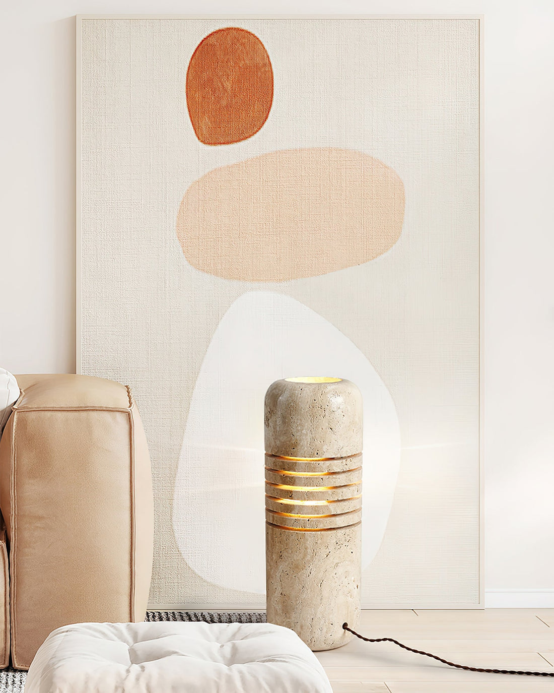 Antique Creative Yellow Travertine Floor Lamp