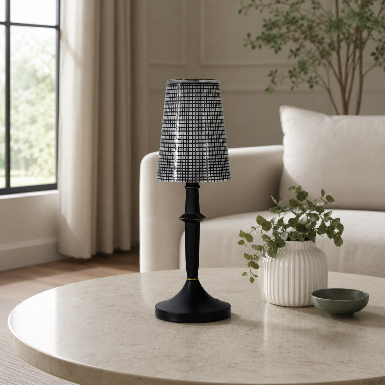 Devon Black Table Lamp (Built-in Battery)