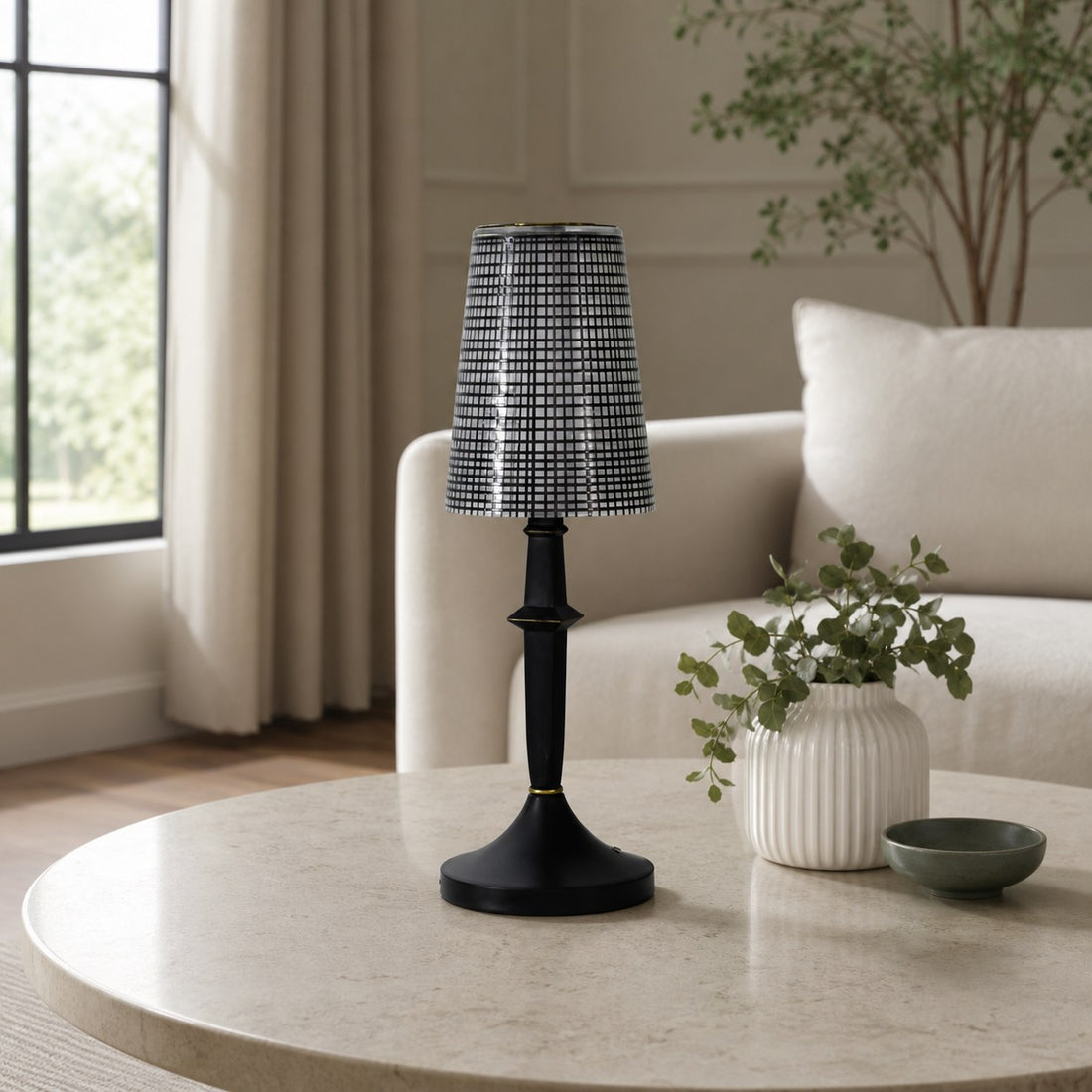 Devon Black Table Lamp (Built-in Battery)