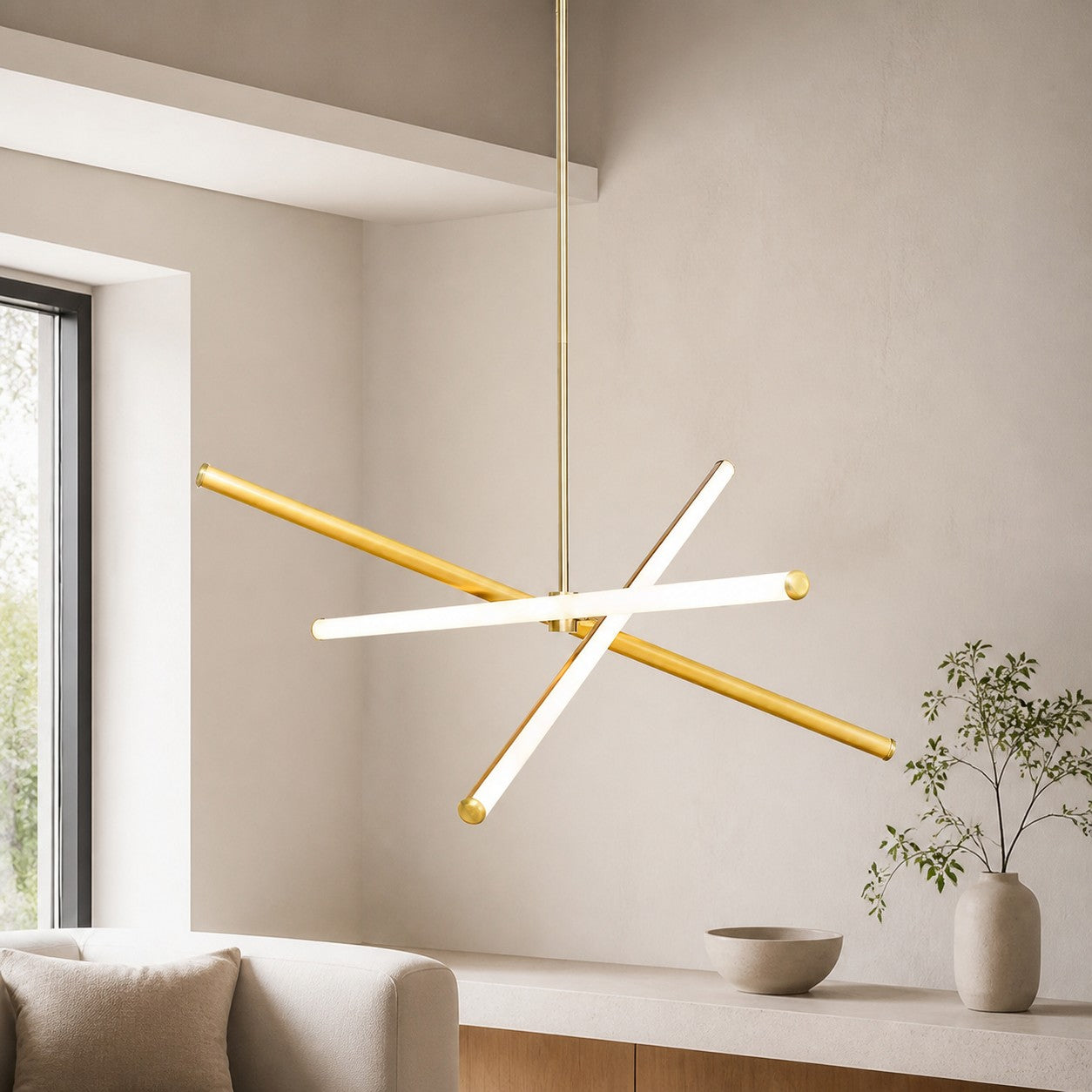 Voro Minimalist Chrome Light Rods - LED Semi-Flush Mount Ceiling Light