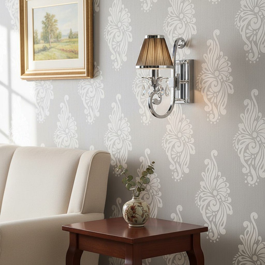 Talonis Luxury Crystal Wall Sconce – Chrome Finish Frame for Bedrooms and Home Décor