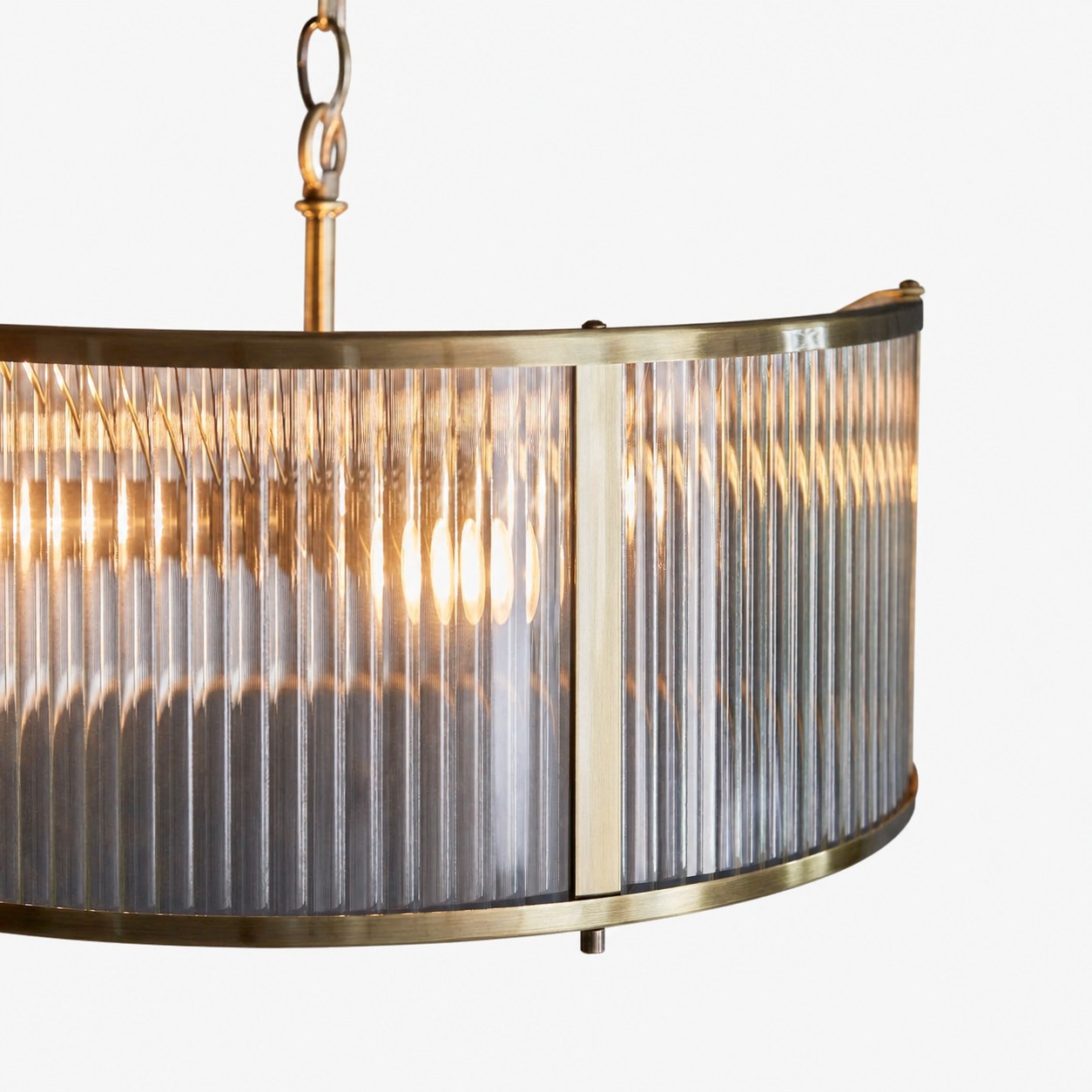 RibGlow Ribbed Glass Pendant Light - Antique Style Pendant Light for Dining Room