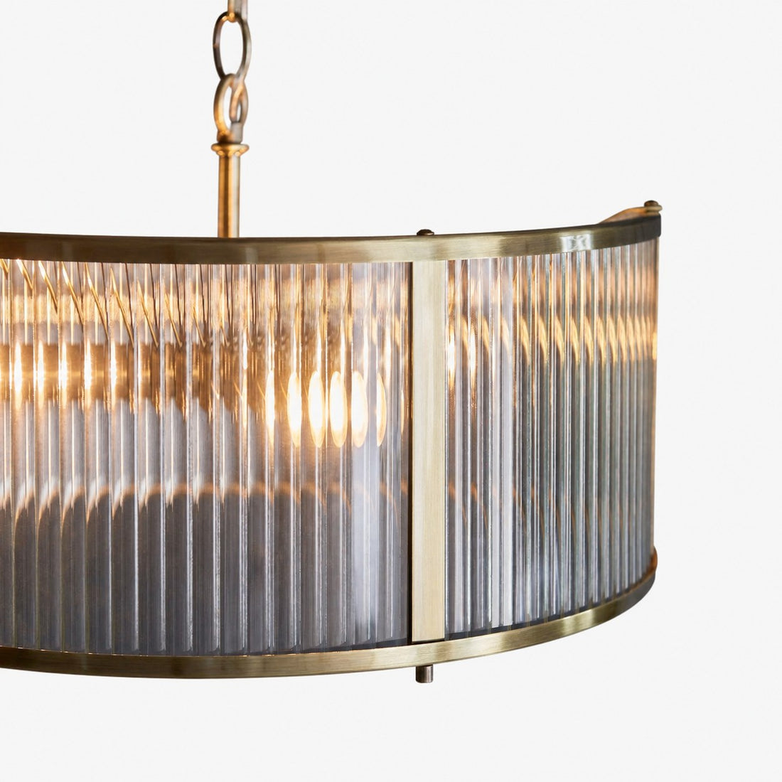 RibGlow Ribbed Glass Pendant Light - Antique Style Pendant Light for Dining Room