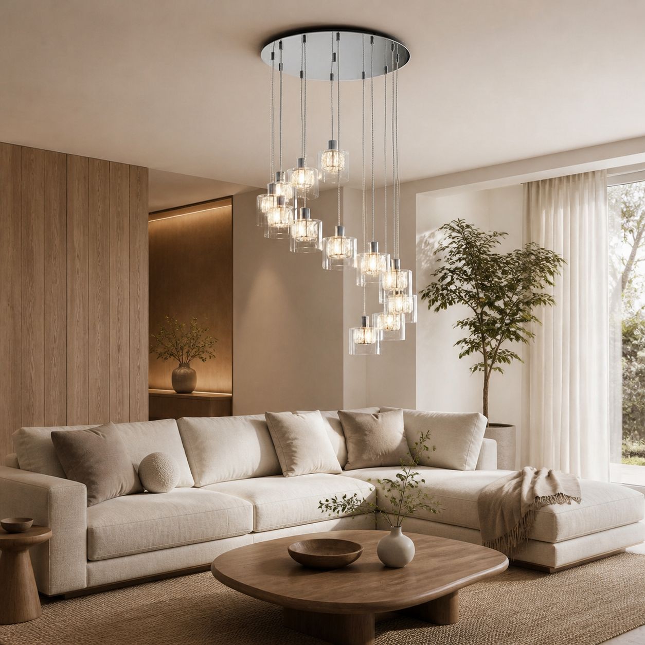 Glomara Sculpted Metal Pendant Lamp – Transitional Sconce Ambient Lighting for Bedrooms and Entryways