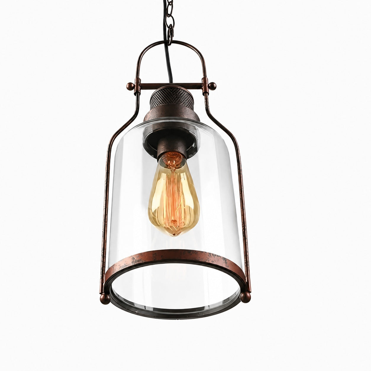 Lirra Vintage Iron Glass Pendant Lamp - Industrial Style Ceiling Lamp for Bars and Homes U20