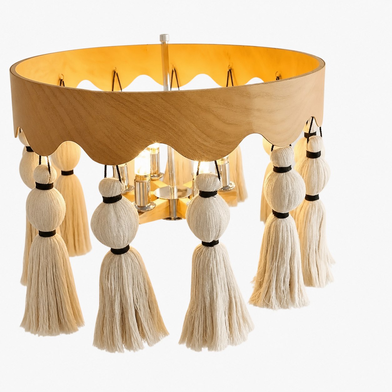 FringeAura Boho Tassel Chandelier - Large Cotton Fringe Chandelier for Dining and Living Room