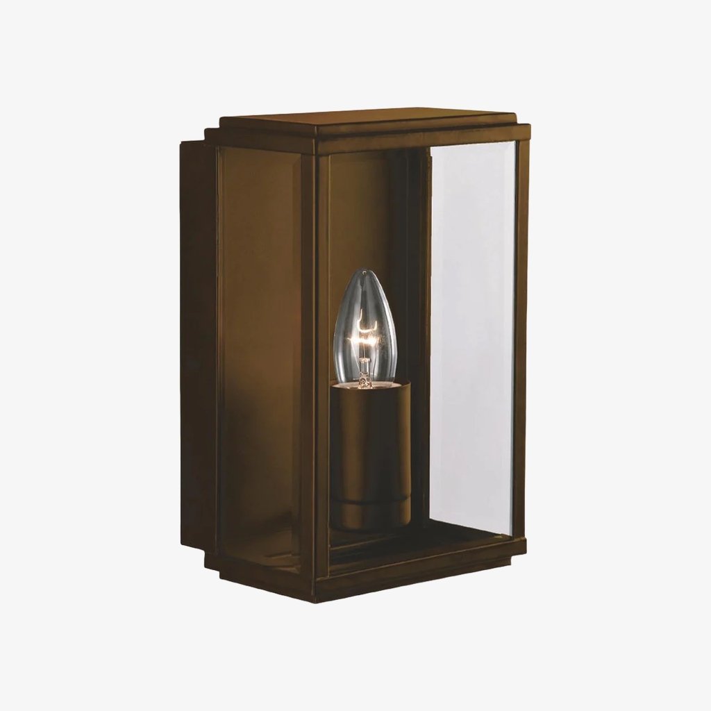 Boxar Outdoor Wall Lantern – Metal Frame and Clear Glass for Porches or Entryways