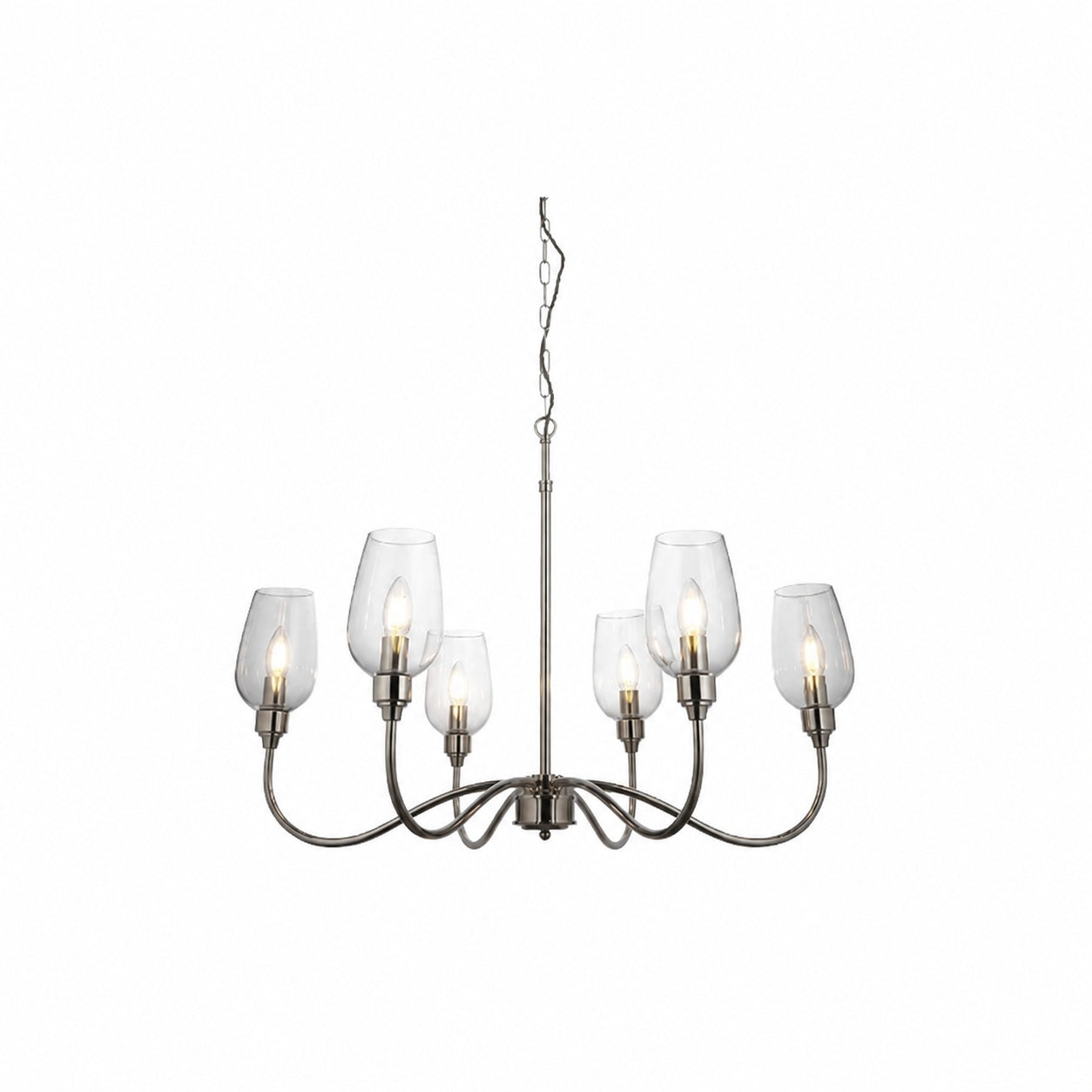 Clarione Art Deco 6-Light Linear Chandelier with Blown Glass Shades for Kitchen
