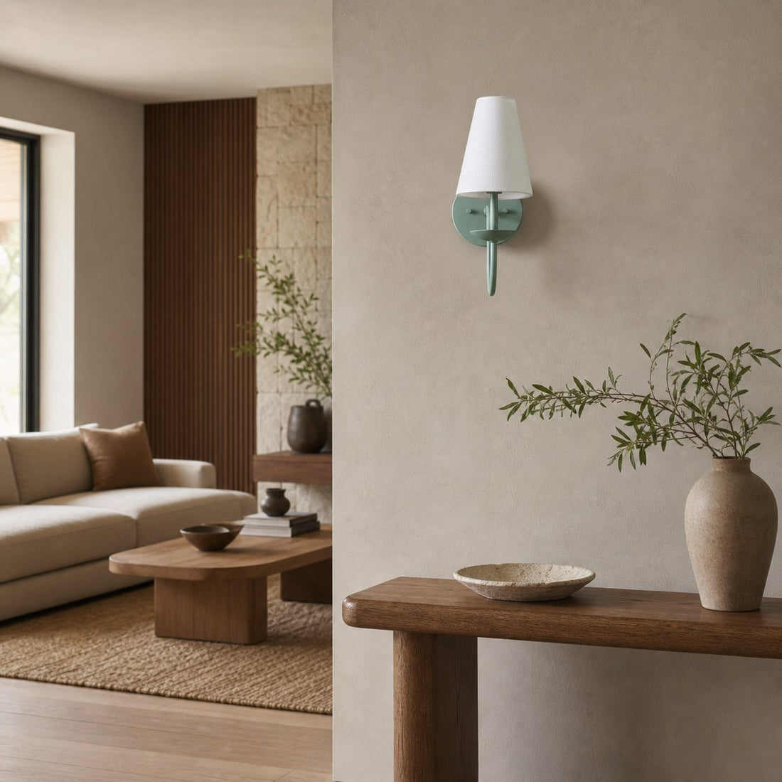 Curva Metal White Linen Sconce - Classic Brass Wall Light for Bedrooms