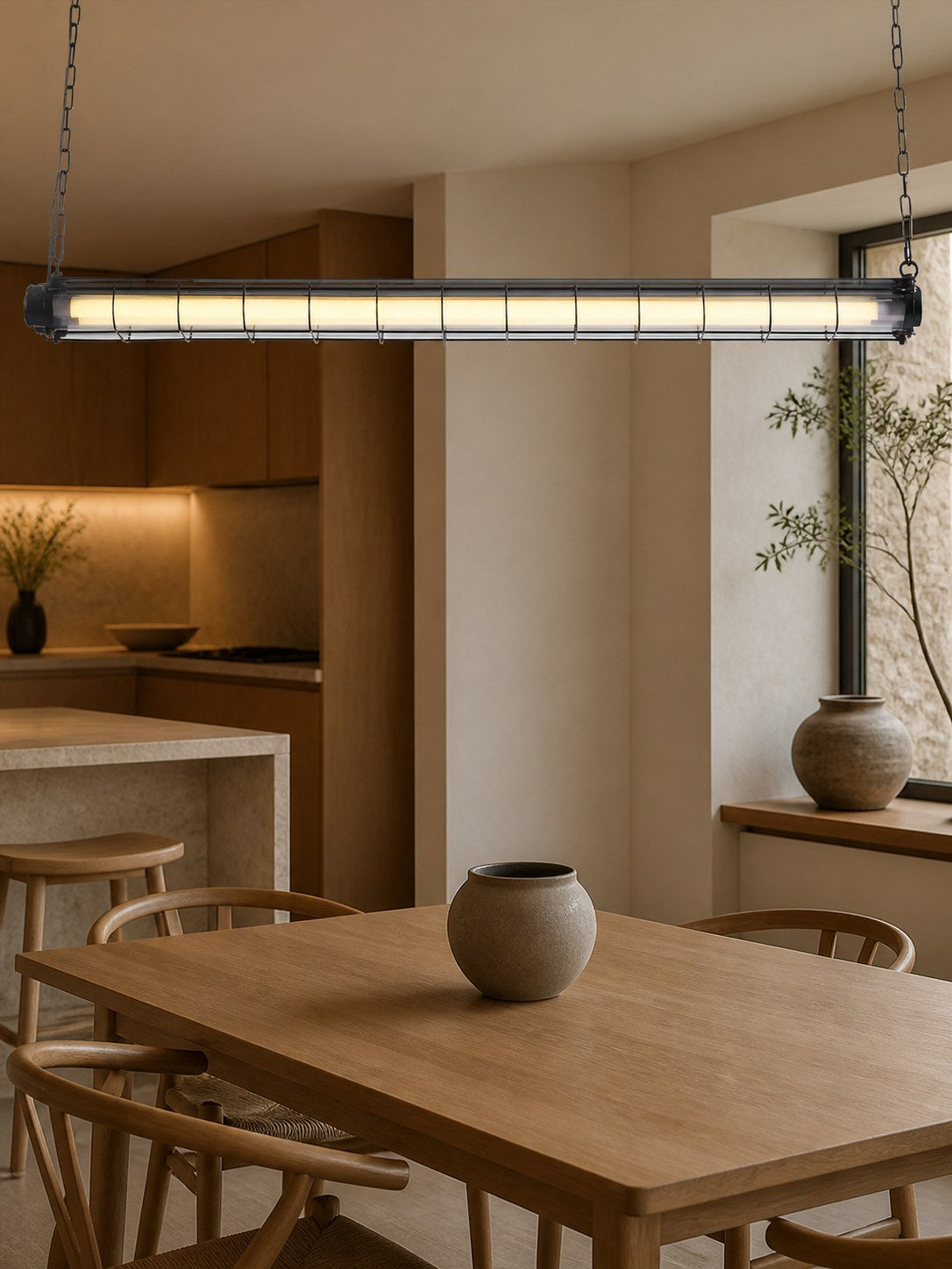 Modern Acrylic Linear LED Chandelier in Black or Silver