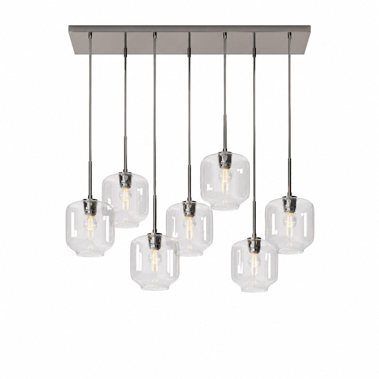 Lumivelle Sculptural 7-Light Chandelier – Adjustable Height Modern Glass Pendant