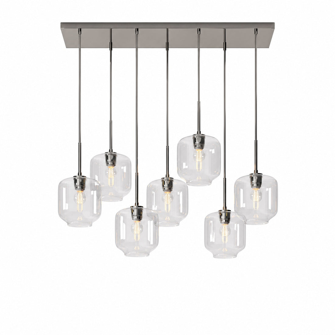 Lumivelle Sculptural 7-Light Chandelier – Adjustable Height Modern Glass Pendant