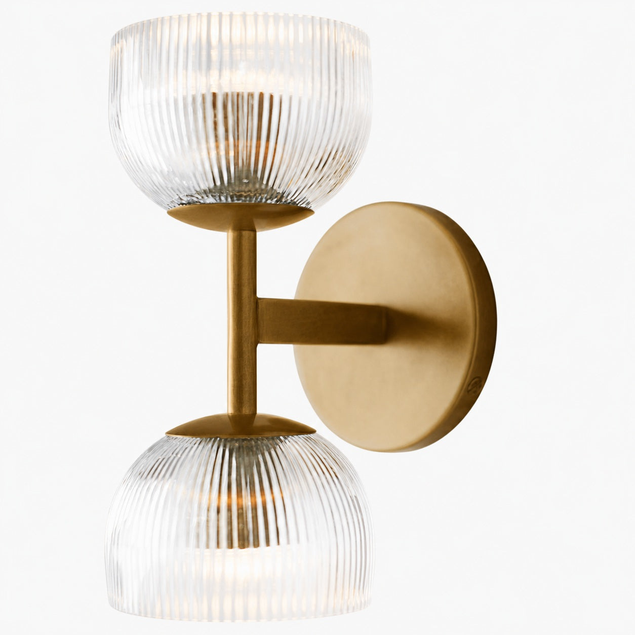 Bravira Ribbed Glass Sconce - Metal Wall Light with Clear Glass Shade